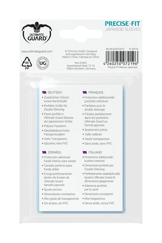 Ultimate Guard Precise-Fit – Innenhüllen, Japanese Size, Transparent